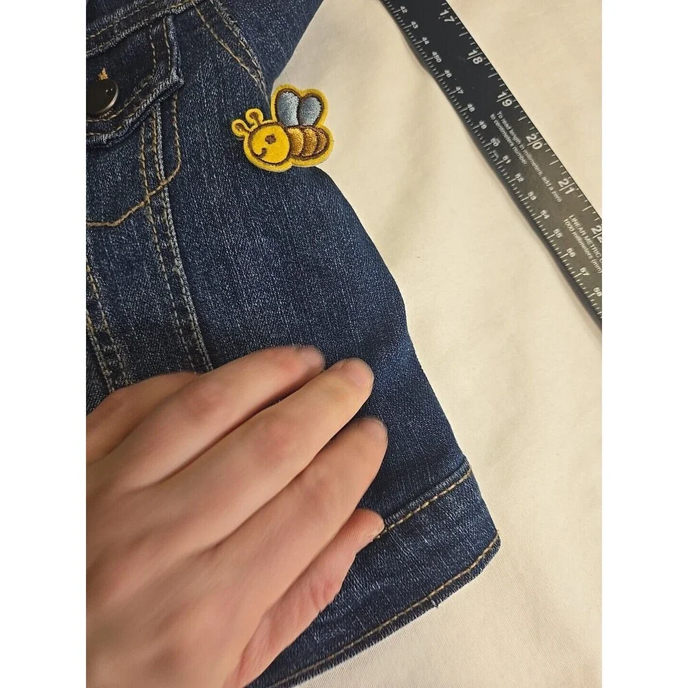 The Children's Place Toddler Girls Denim Jacket‎ Size 3T Patches Fruit Flowers